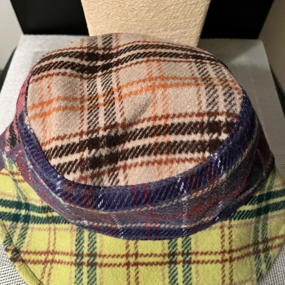 LELE SADOUGHI NWT AUTHENTIC MULTI-COLOR PLAID PATCHWORK FLANNEL BUCKET HAT - Picture 11 of 16